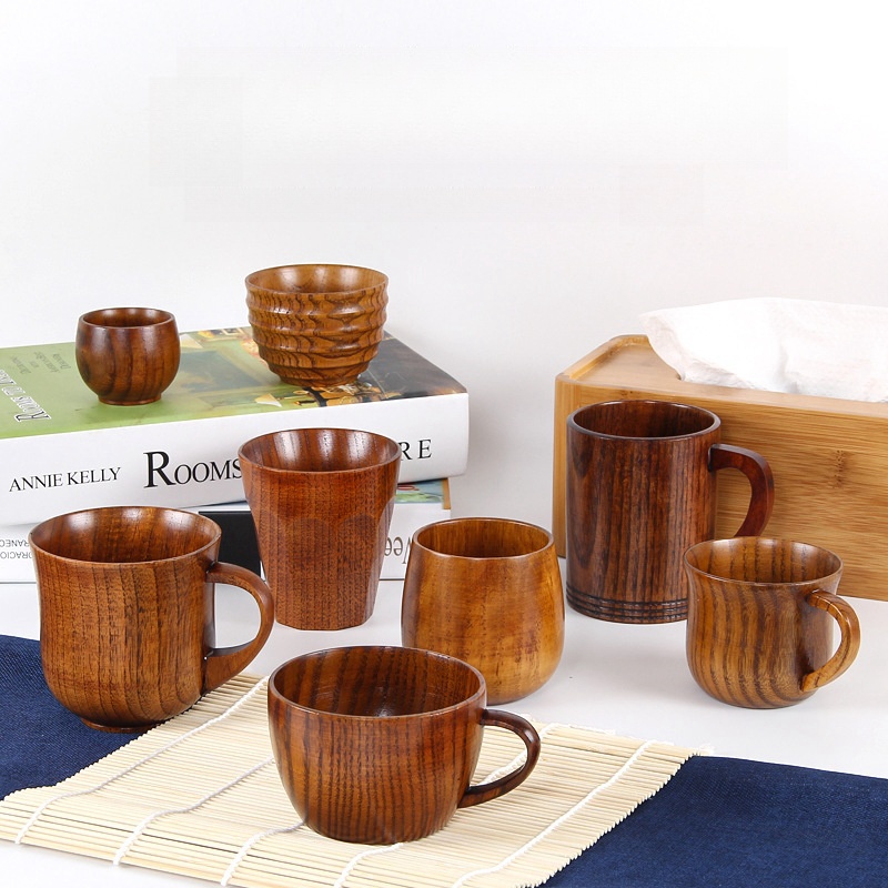 Coffee Plus Tea - Tazas grandes de madera para el