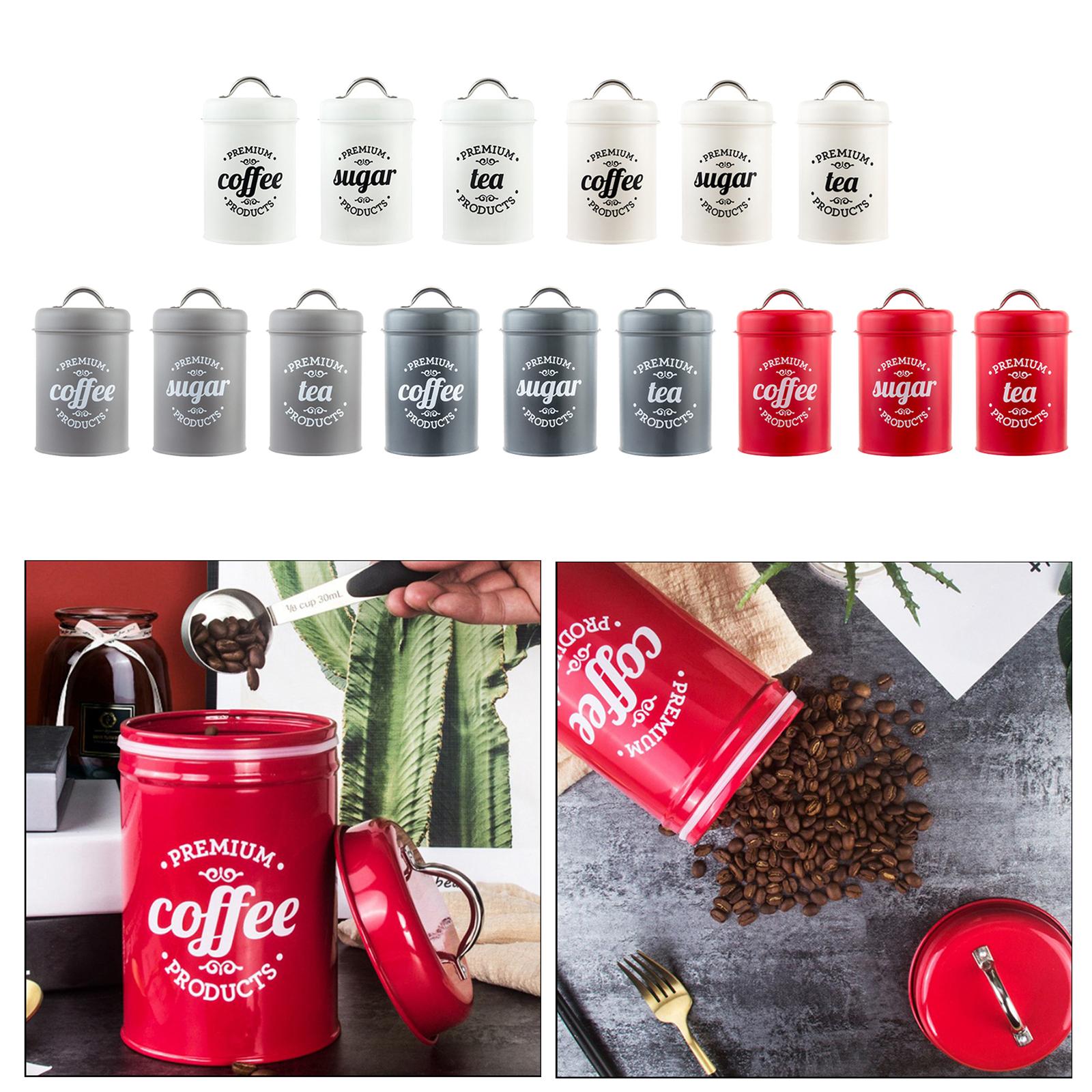 Coffee Tea Sugar Canisters - Juego de Recipientes Metálicos para Cocina,